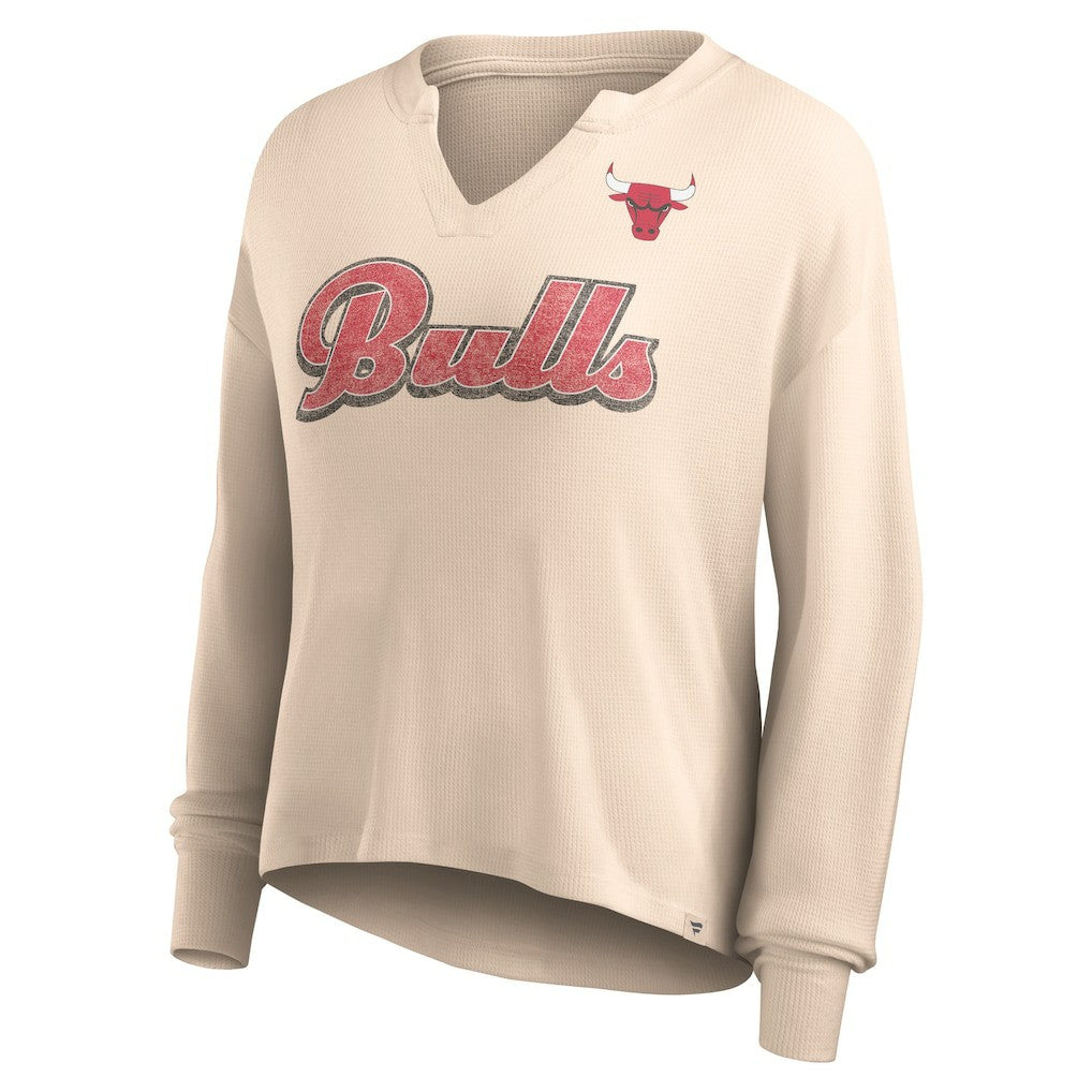 Fanatics Chicago Bulls Women's Go For It Long Sleeve Notch Neck T-Shirt Tan