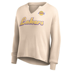 Fanatics Los Angeles Lakers Women's Go For It Long Sleeve Notch Neck T-Shirt Tan