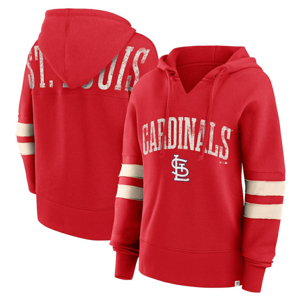 St. Louis Cardinals Fanatics Women's Bold Move Notch Neck High Hip Hoodie Outlet