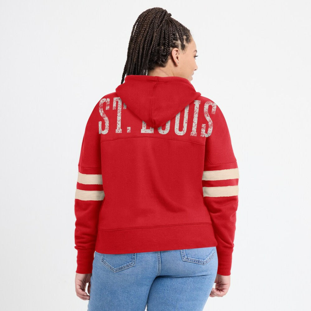 St. Louis Cardinals Fanatics Women's Bold Move Notch Neck High Hip Hoodie Outlet