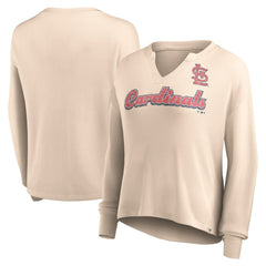 St. Louis Cardinals Fanatics Women's Go For It Waffle Knit Long Sleeve Notch Neck T-Shirt Online