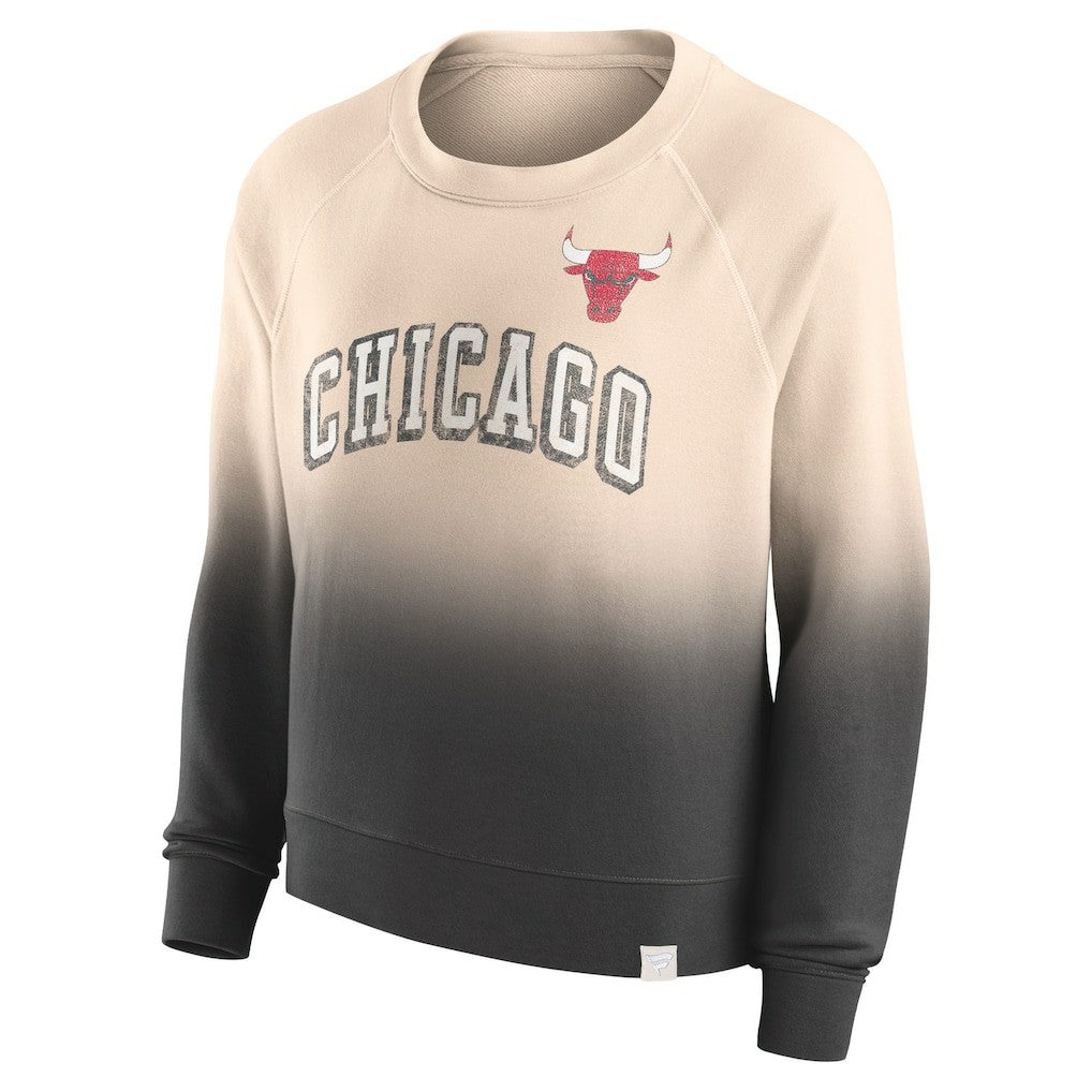 Fanatics Chicago Bulls Women's Lounge Arch Raglan Pullover Sweatshirt Tan/Black