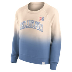 Fanatics Philadelphia 76ers Women's Lounge Arch Raglan Pullover Sweatshirt Tan/Royal