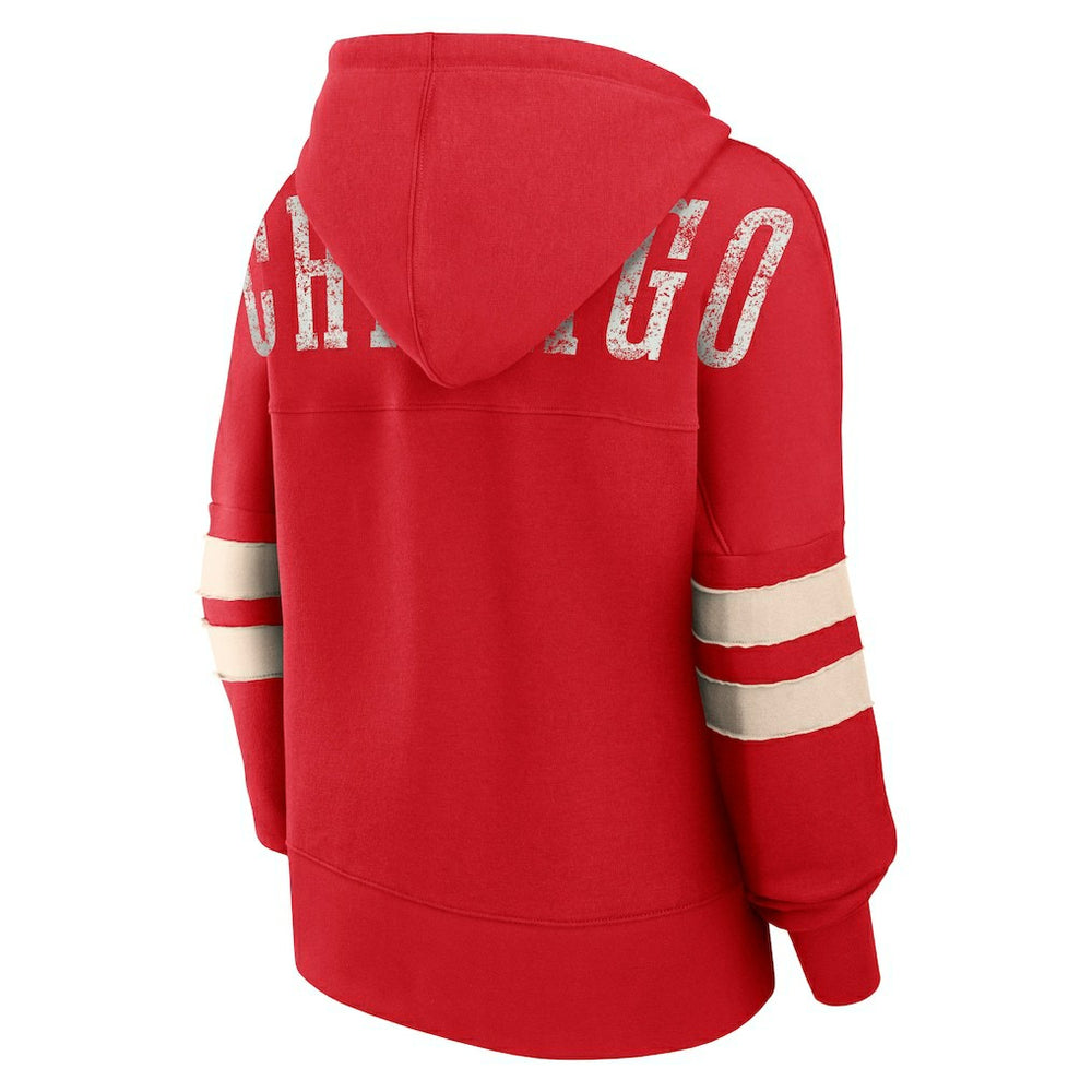 Fanatics Chicago Bulls Women's Bold Move Dolman V-Neck High Hip Hoodie Red