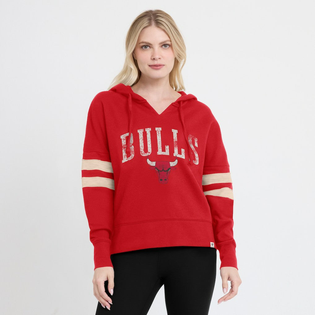 Fanatics Chicago Bulls Women's Bold Move Dolman V-Neck High Hip Hoodie Red