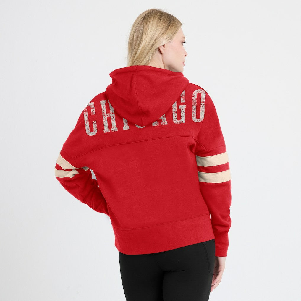 Fanatics Chicago Bulls Women's Bold Move Dolman V-Neck High Hip Hoodie Red