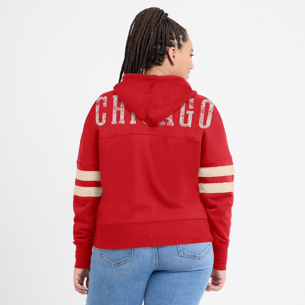 Fanatics Chicago Bulls Women's Bold Move Dolman V-Neck High Hip Hoodie Red