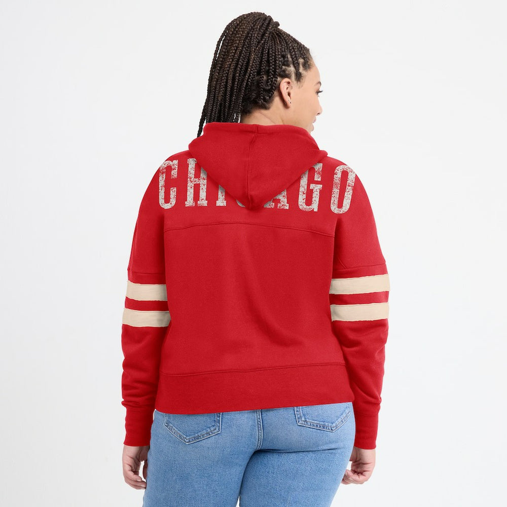 Fanatics Chicago Bulls Women's Bold Move Dolman V-Neck High Hip Hoodie Red