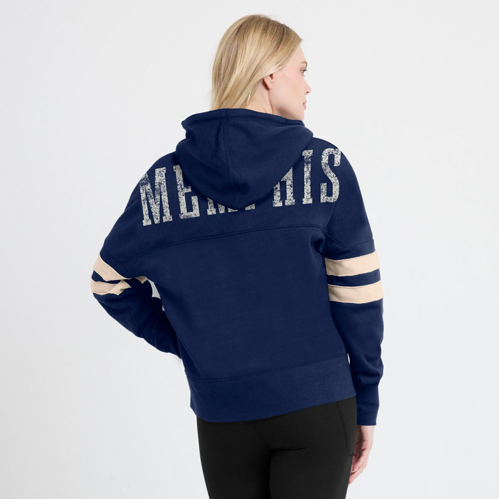 Fanatics Memphis Grizzlies Women's Bold Move Dolman V-Neck High Hip Hoodie Navy