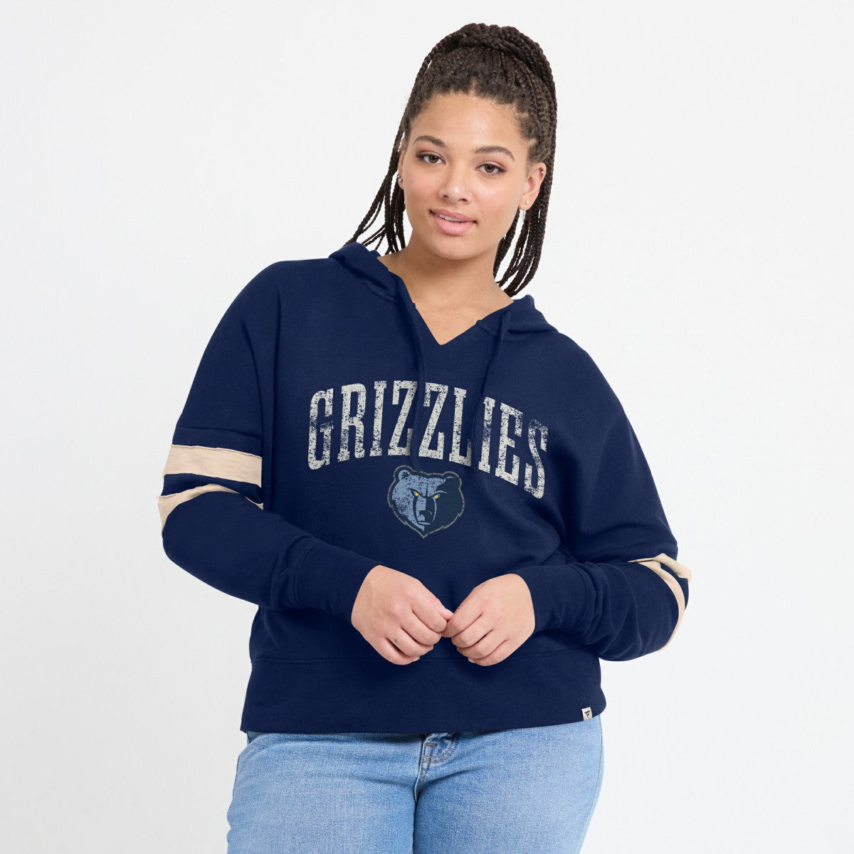 Fanatics Memphis Grizzlies Women's Bold Move Dolman V-Neck High Hip Hoodie Navy