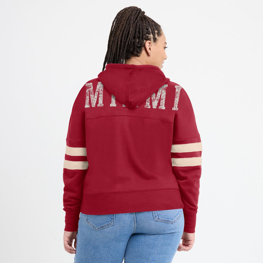 Fanatics Miami Heat Women's Bold Move Dolman V-Neck High Hip Hoodie Red