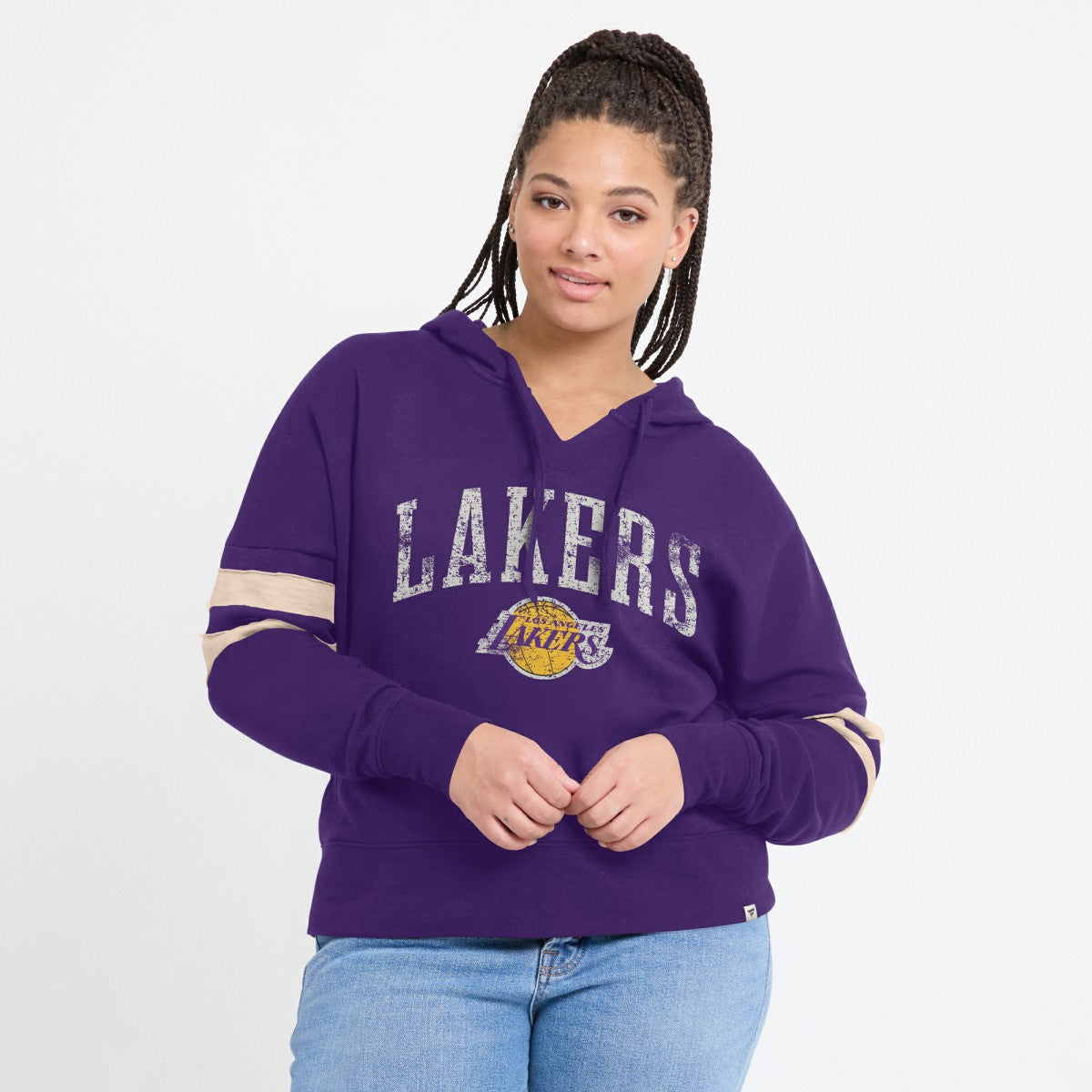 Fanatics Los Angeles Lakers Women's Bold Move Dolman V-Neck High Hip Hoodie Purple