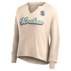 Seattle Kraken Fanatics Women's Go For It Notch Neck Waffle Knit Long Sleeve T-Shirt - Oatmeal | Fanatics sale