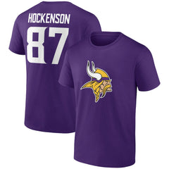 T.J. Hockenson Minnesota Vikings Icon Player Name & Number T-Shirt - Purple - NFL