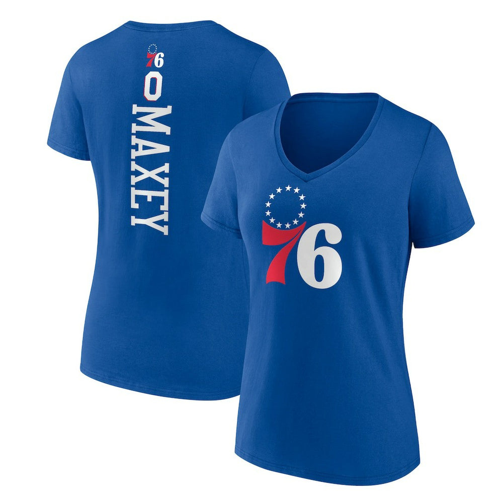Tyrese Maxey Philadelphia 76ers Women's Playmaker Team Name & Number V-Neck T-Shirt Royal