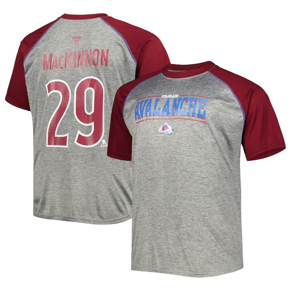 Nathan MacKinnon Colorado Avalanche Fanatics Big & Tall Contrast Raglan Name & Number T-Shirt - Heather Gray/Burgundy | Fanatics sale