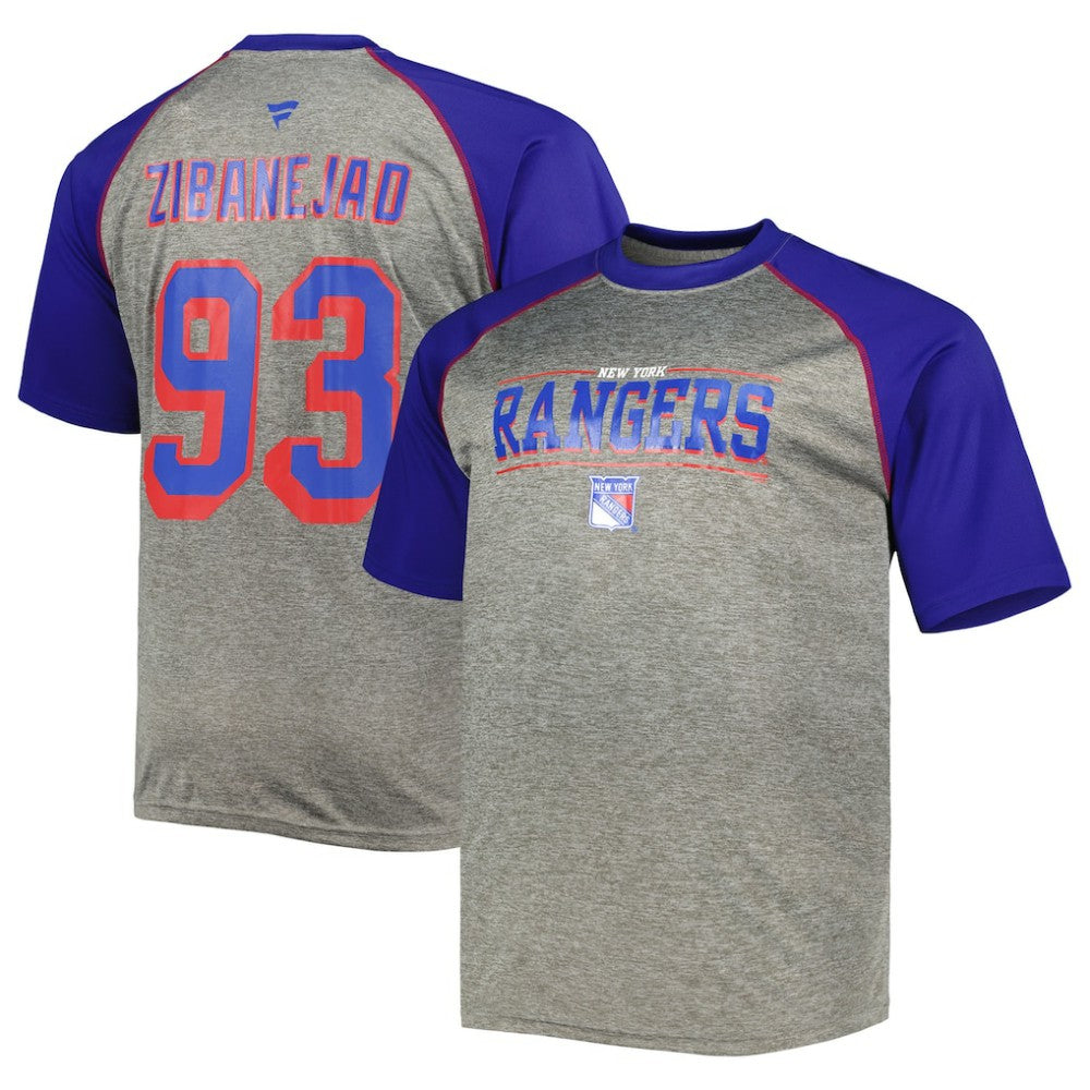Mika Zibanejad New York Rangers Fanatics Big & Tall Contrast Raglan Name & Number T-Shirt - Heather Gray/Blue | Fanatics discount