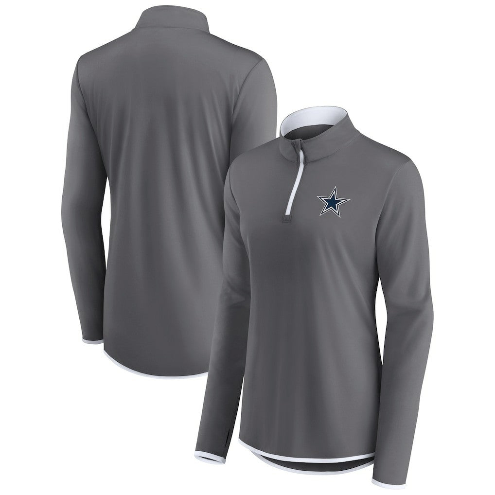 Dallas Cowboys Women's Corner Long Sleeve 1/4 Zip Top - Gray - Fanatics