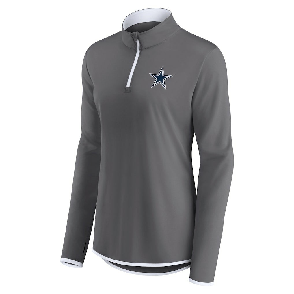 Dallas Cowboys Women's Corner Long Sleeve 1/4 Zip Top - Gray - Fanatics
