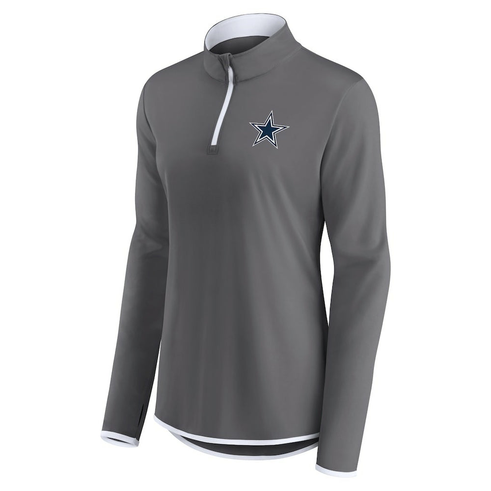 Dallas Cowboys Women's Corner Long Sleeve 1/4 Zip Top - Gray - Fanatics