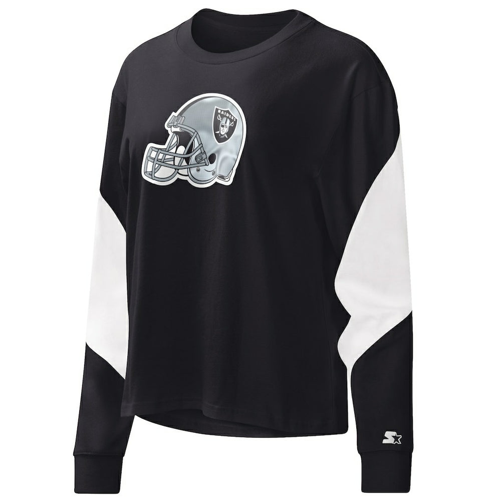 Las Vegas Raiders Starter Women's Insight Crop Tri-Blend Long Sleeve T-Shirt - Black - NFL