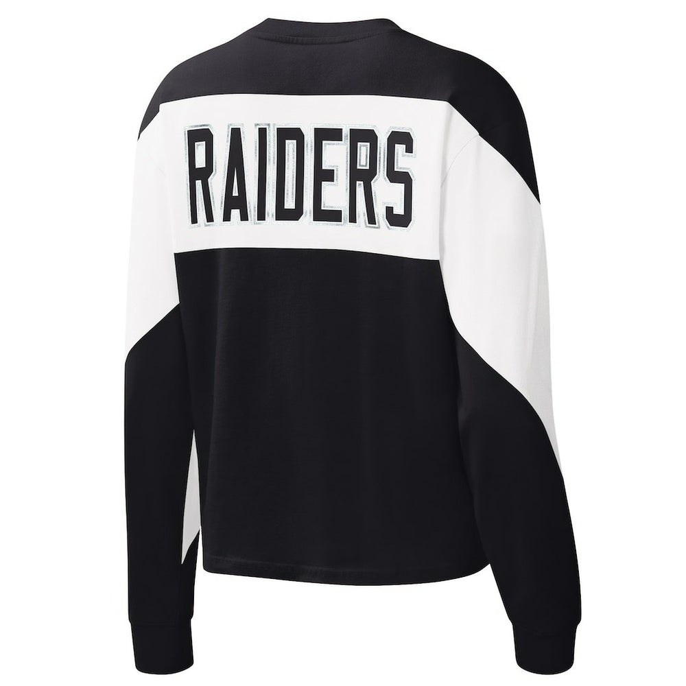 Las Vegas Raiders Starter Women's Insight Crop Tri-Blend Long Sleeve T-Shirt - Black - NFL