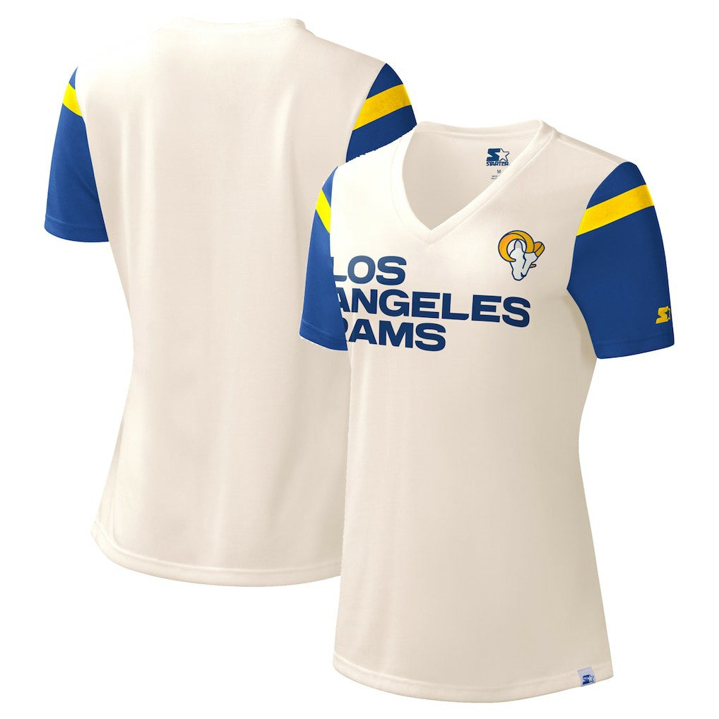Los Angeles Rams Starter Women's Kick Start V-Neck T-Shirt - White - NFL