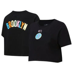 Brooklyn Nets Pro Standard Women's Washed Neon Cropped Boxy T-Shirt Black