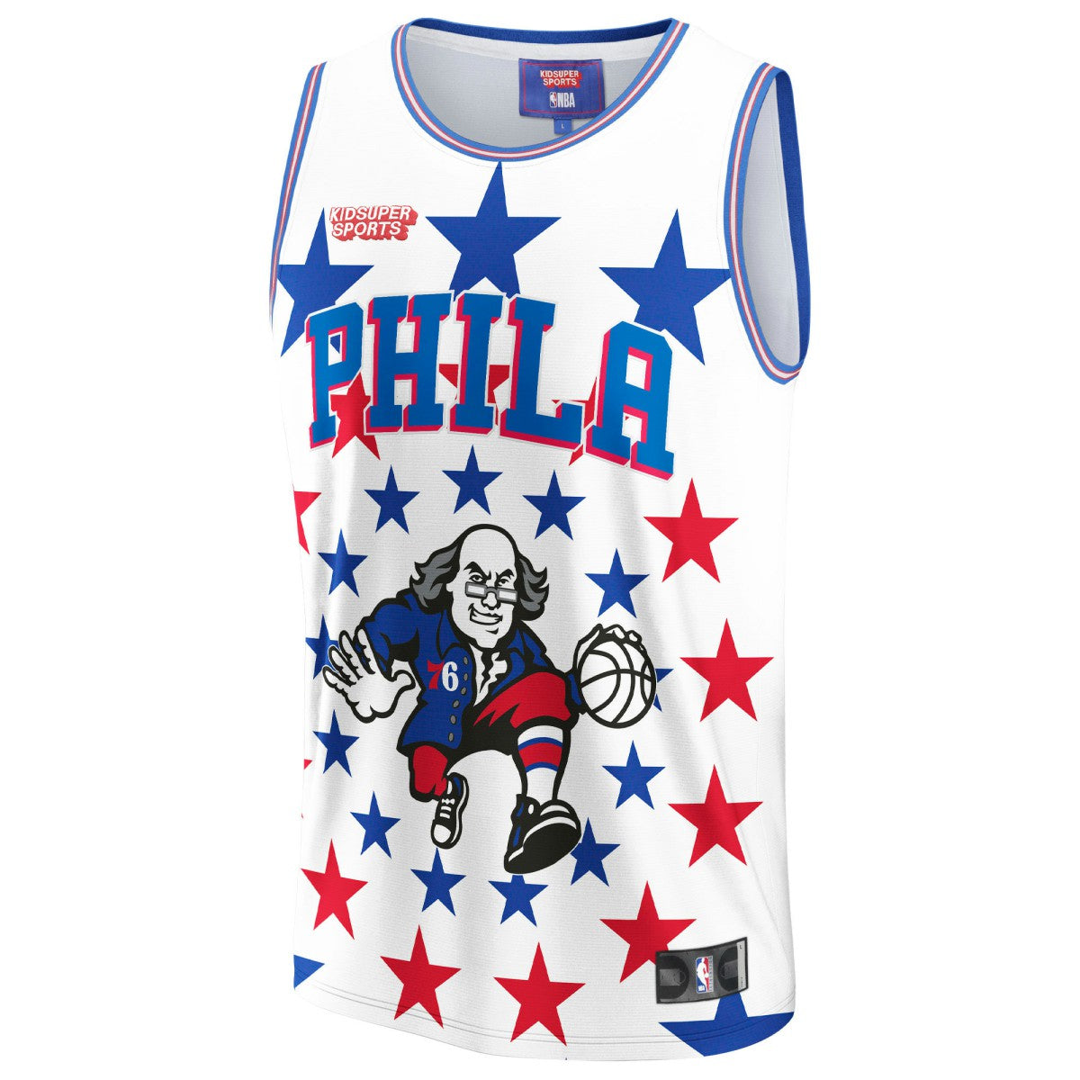 Fanatics Philadelphia 76ers NBA & KidSuper Studios Unisex Hometown Jersey White