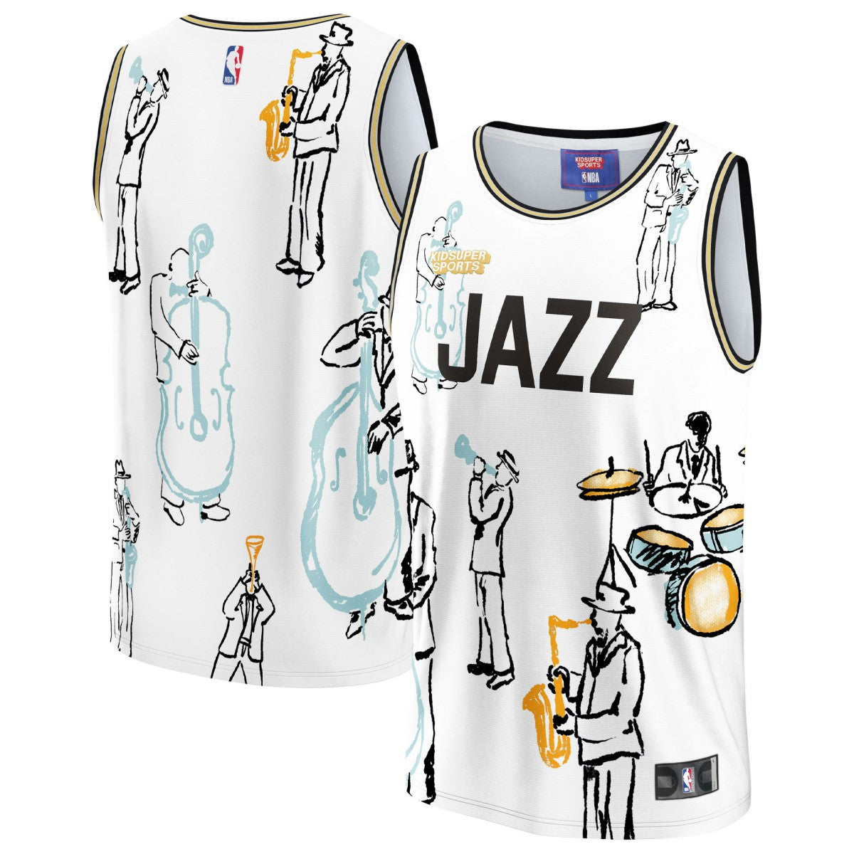 Fanatics Utah Jazz NBA & KidSuper Studios Unisex Hometown Jersey White