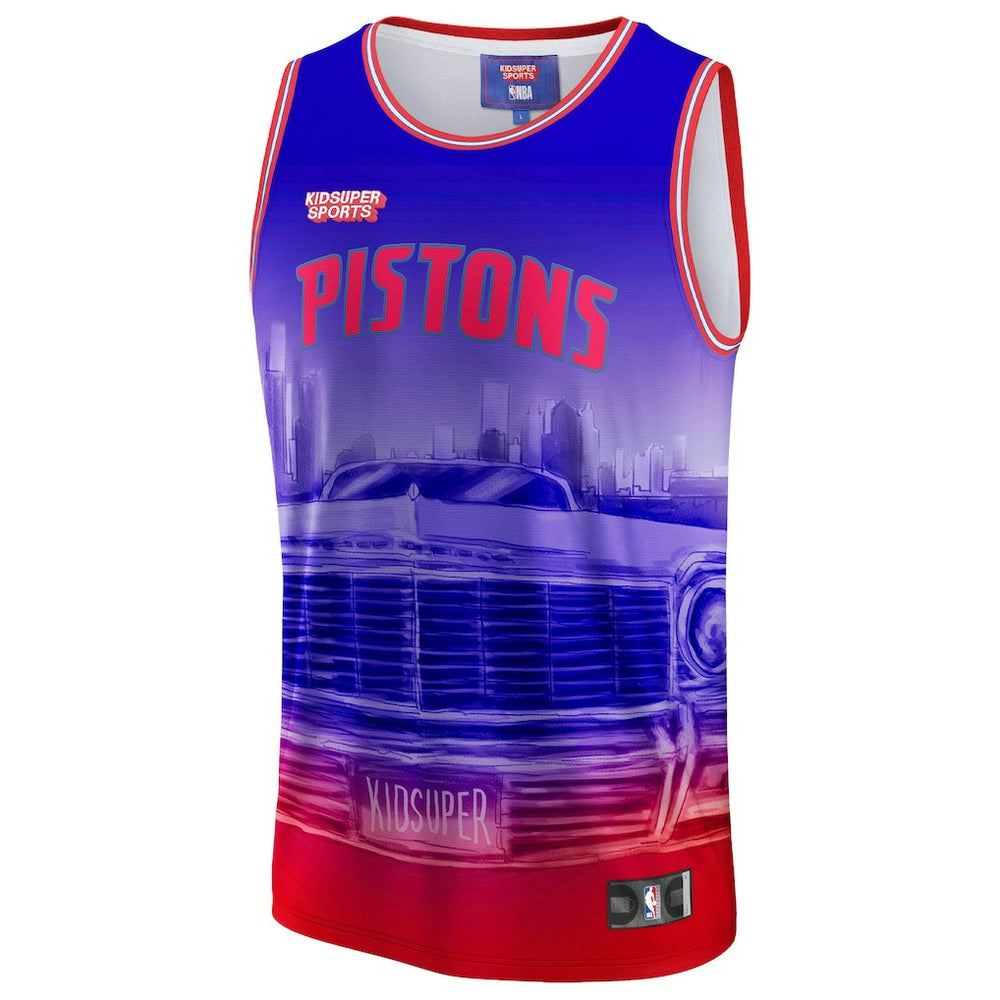 Fanatics Detroit Pistons NBA & KidSuper Studios Unisex Hometown Jersey Red