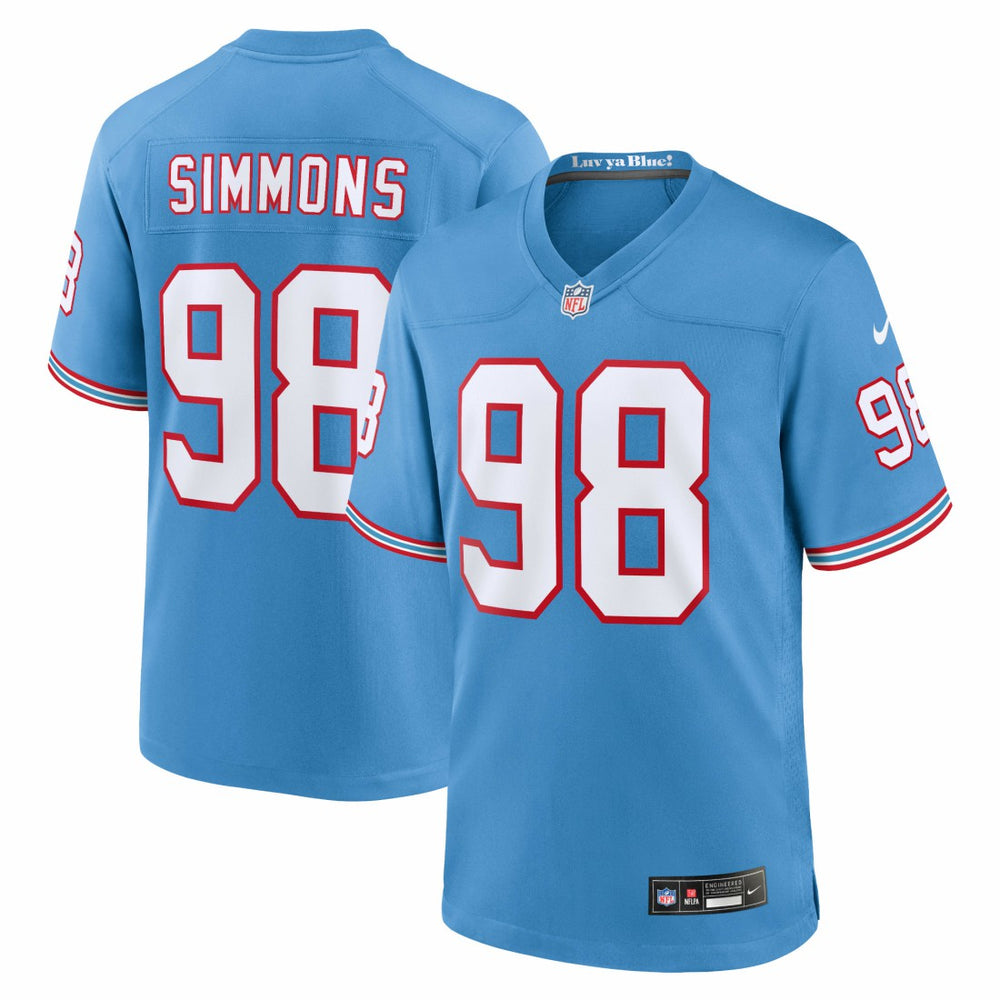 Jeffery Simmons Tennessee Titans Oilers Throwback Alternate Game Player Jersey - Light Blue - Nike