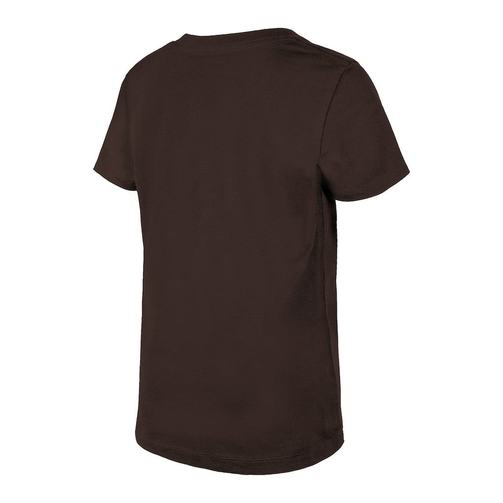 Cleveland Browns New Era Girls Youth Reverse Sequin V-Neck T-Shirt - Brown - NFL