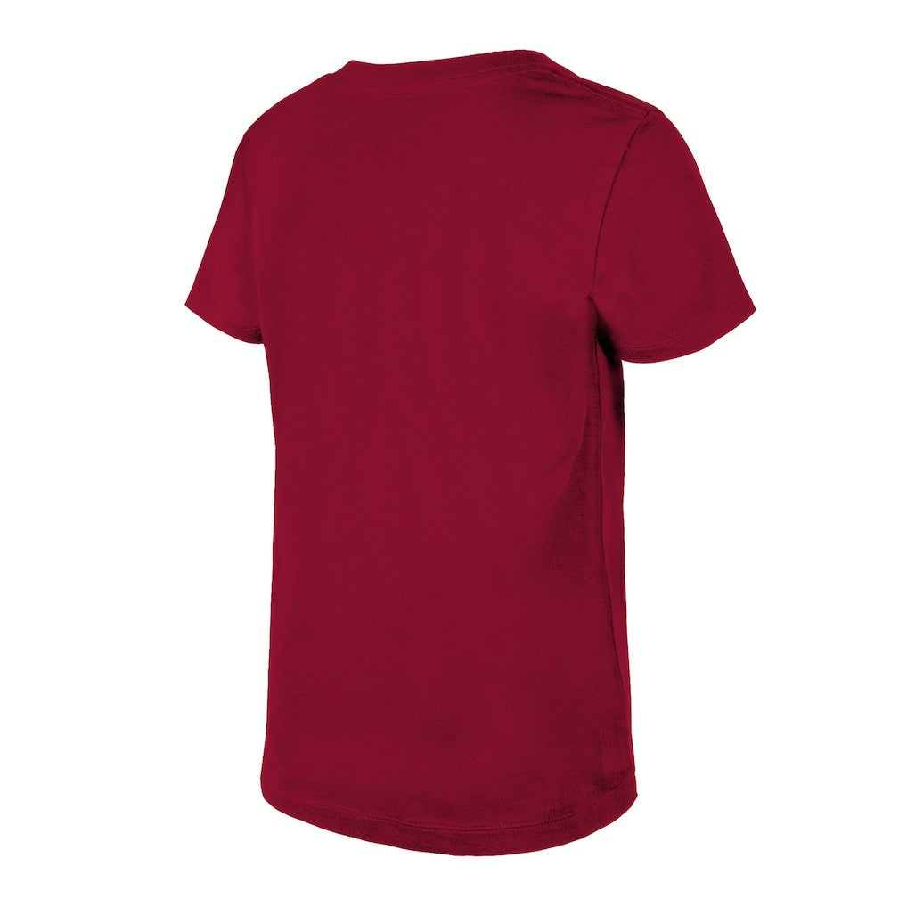 Washington Commanders New Era Girls Youth Reverse Sequin V-Neck T-Shirt - Burgundy - NFL