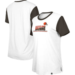 Cleveland Browns New Era Women's Third Down Colorblock T-Shirt - White/Brown - NFL