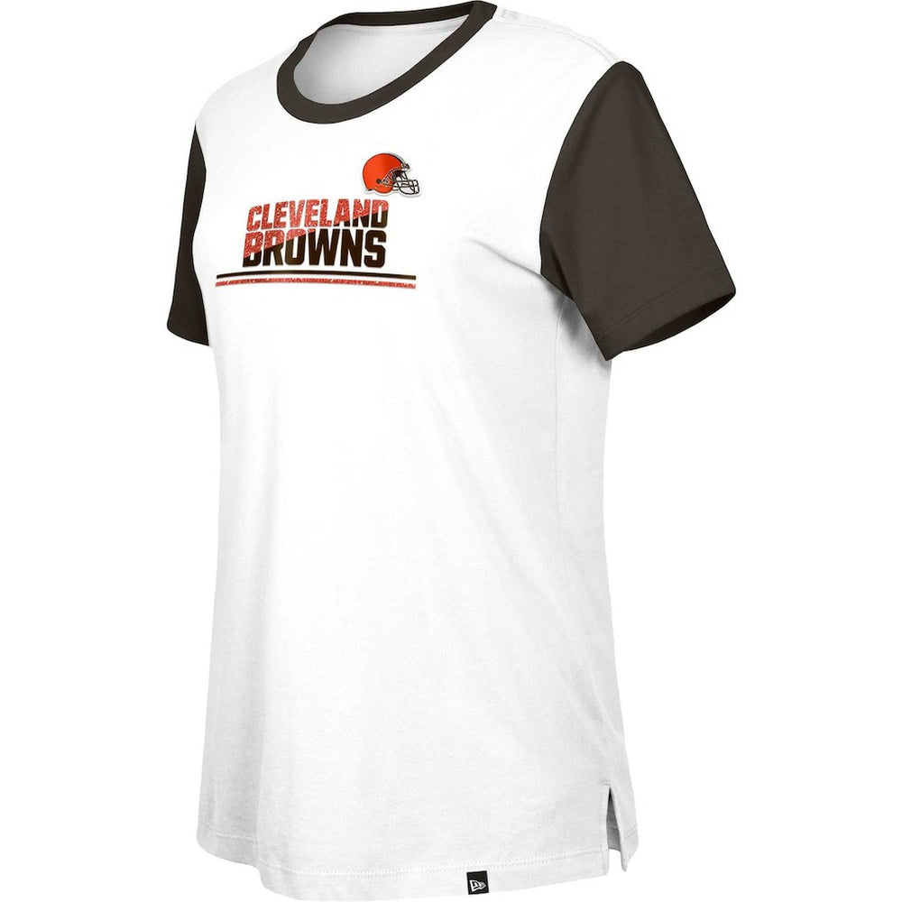 Cleveland Browns New Era Women's Third Down Colorblock T-Shirt - White/Brown - NFL