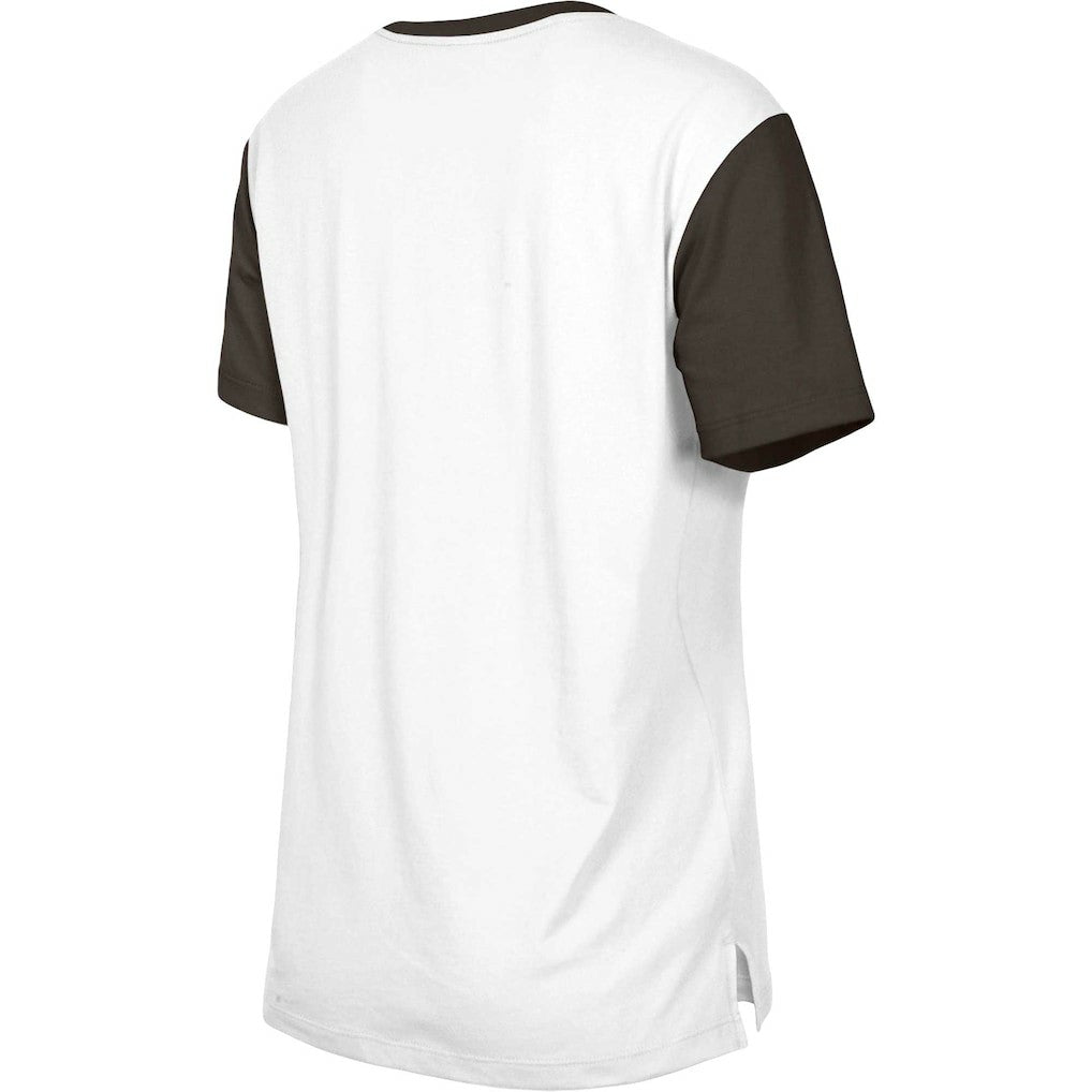 Cleveland Browns New Era Women's Third Down Colorblock T-Shirt - White/Brown - NFL