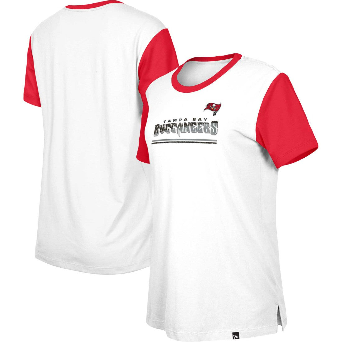 Tampa Bay Buccaneers New Era Women's Third Down Colorblock T-Shirt - White/Red - NFL