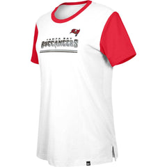 Tampa Bay Buccaneers New Era Women's Third Down Colorblock T-Shirt - White/Red - NFL