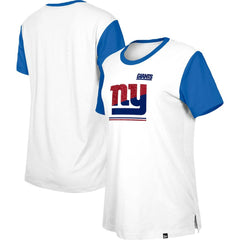 New York Giants New Era Women's Third Down Colorblock T-Shirt - White/Royal - NFL