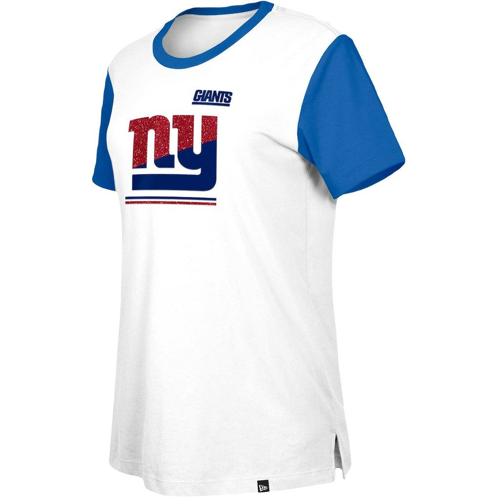 New York Giants New Era Women's Third Down Colorblock T-Shirt - White/Royal - NFL