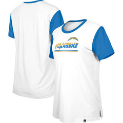Los Angeles Chargers New Era Women's Third Down Colorblock T-Shirt - White/Blue - NFL