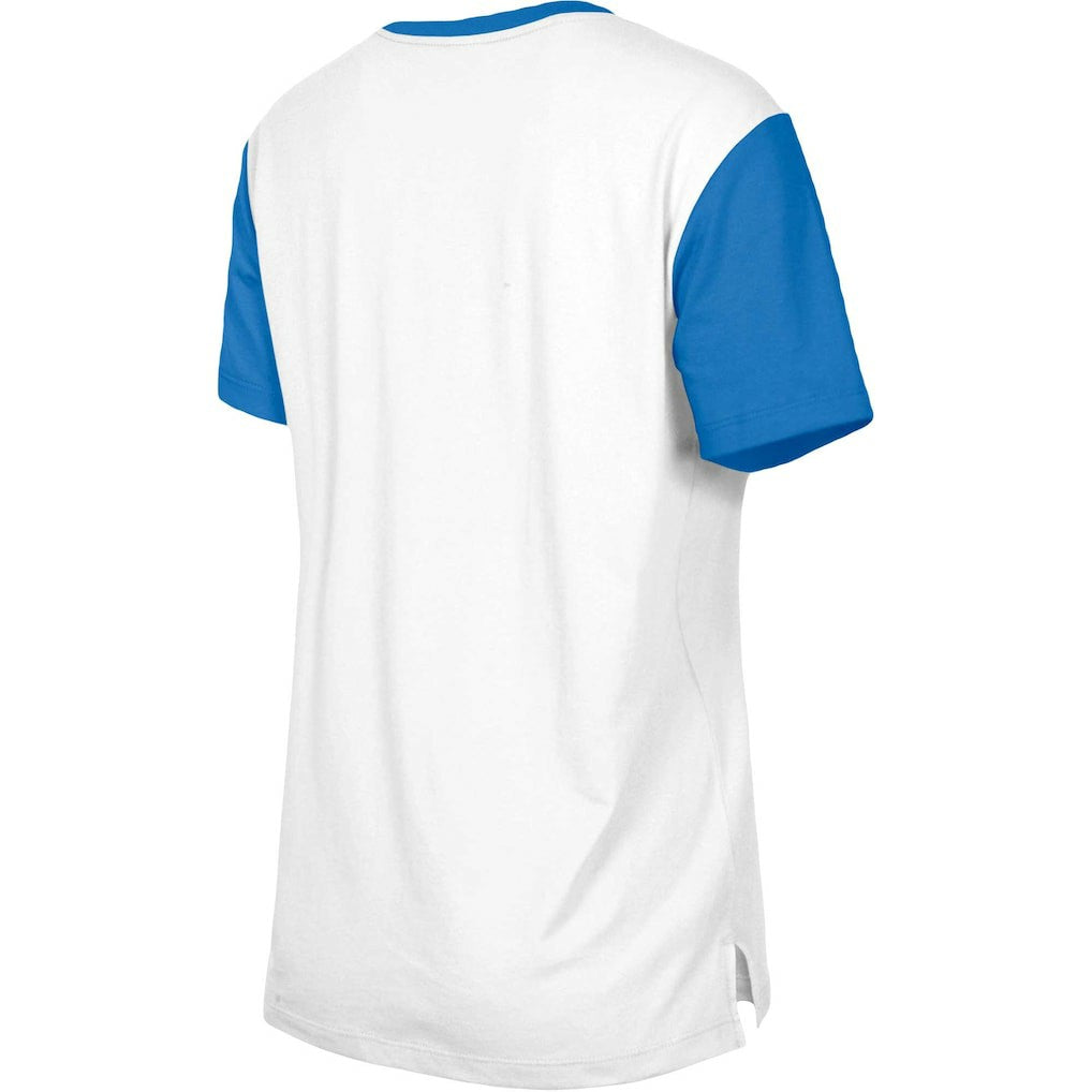 Los Angeles Chargers New Era Women's Third Down Colorblock T-Shirt - White/Blue - NFL
