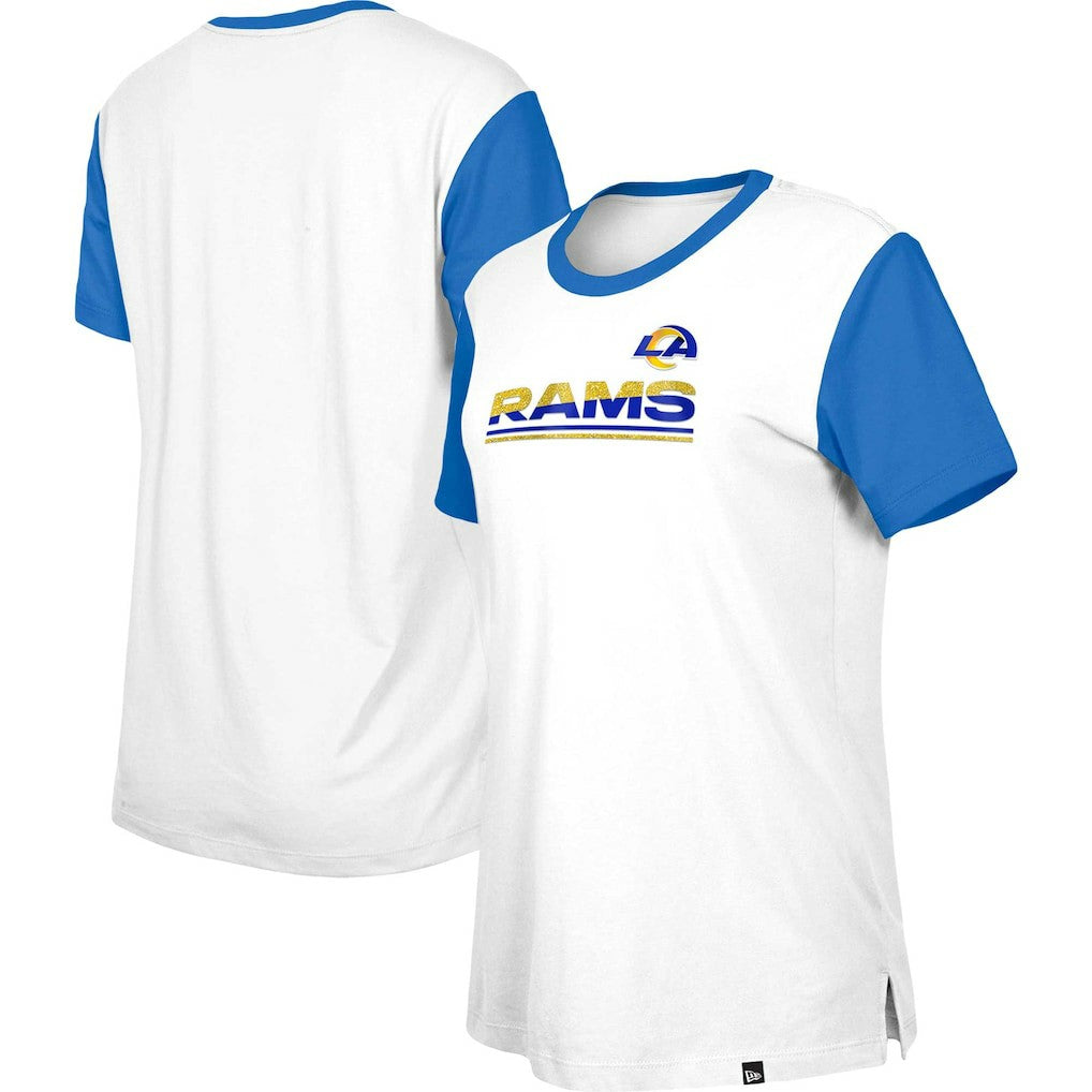 Los Angeles Rams New Era Women's Third Down Colorblock T-Shirt - White/Royal - NFL