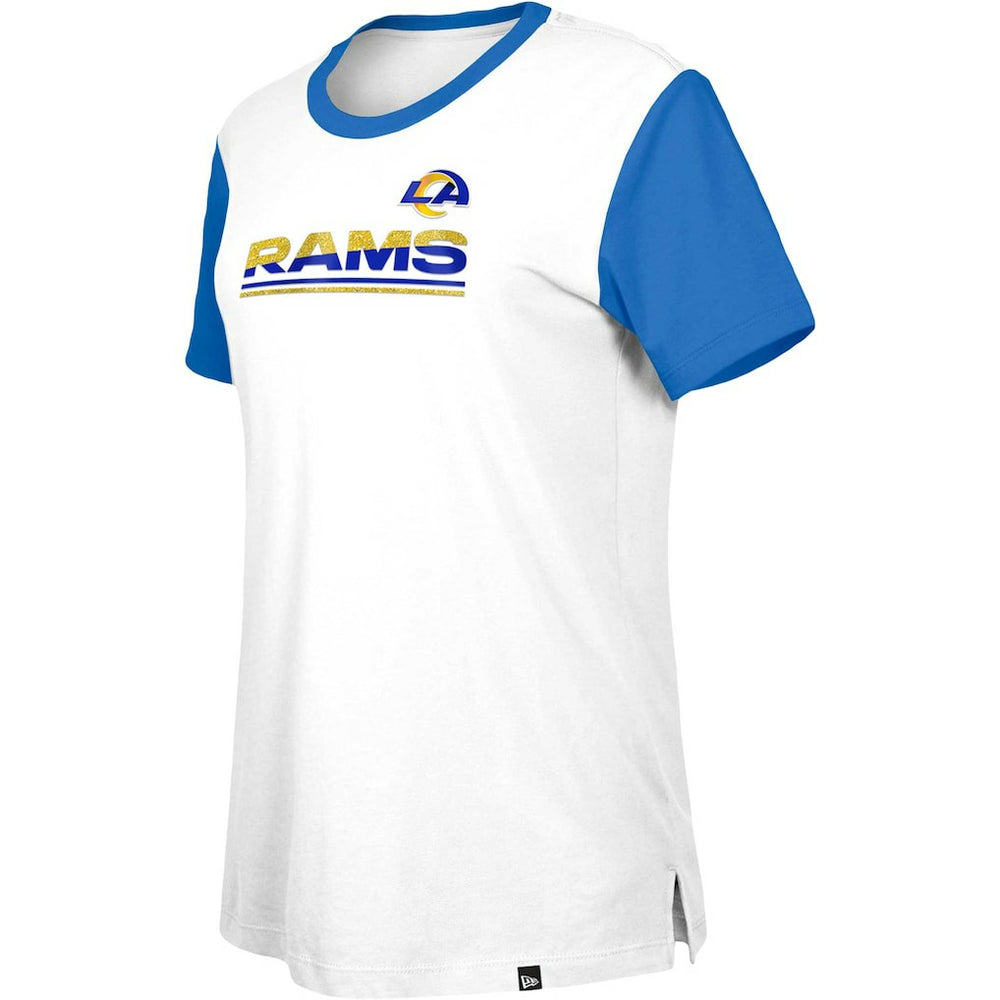 Los Angeles Rams New Era Women's Third Down Colorblock T-Shirt - White/Royal - NFL