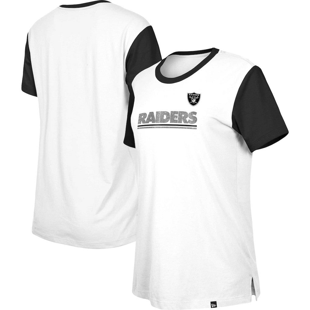 Las Vegas Raiders New Era Women's Third Down Colorblock T-Shirt - White/Black - NFL