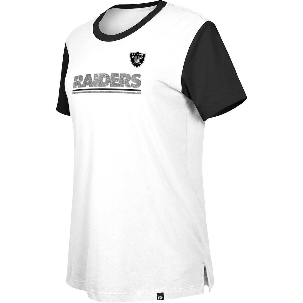 Las Vegas Raiders New Era Women's Third Down Colorblock T-Shirt - White/Black - NFL