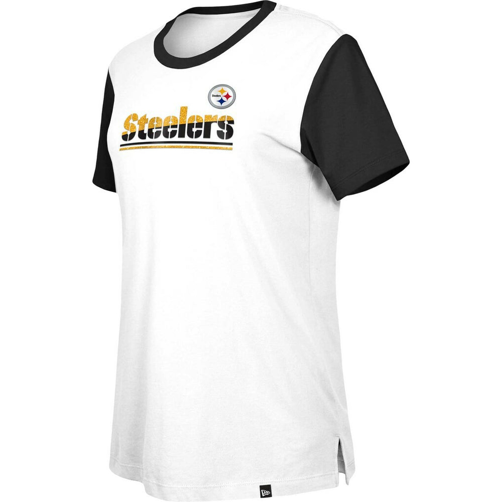 Pittsburgh Steelers New Era Women's Third Down Colorblock T-Shirt - White/Black - NFL