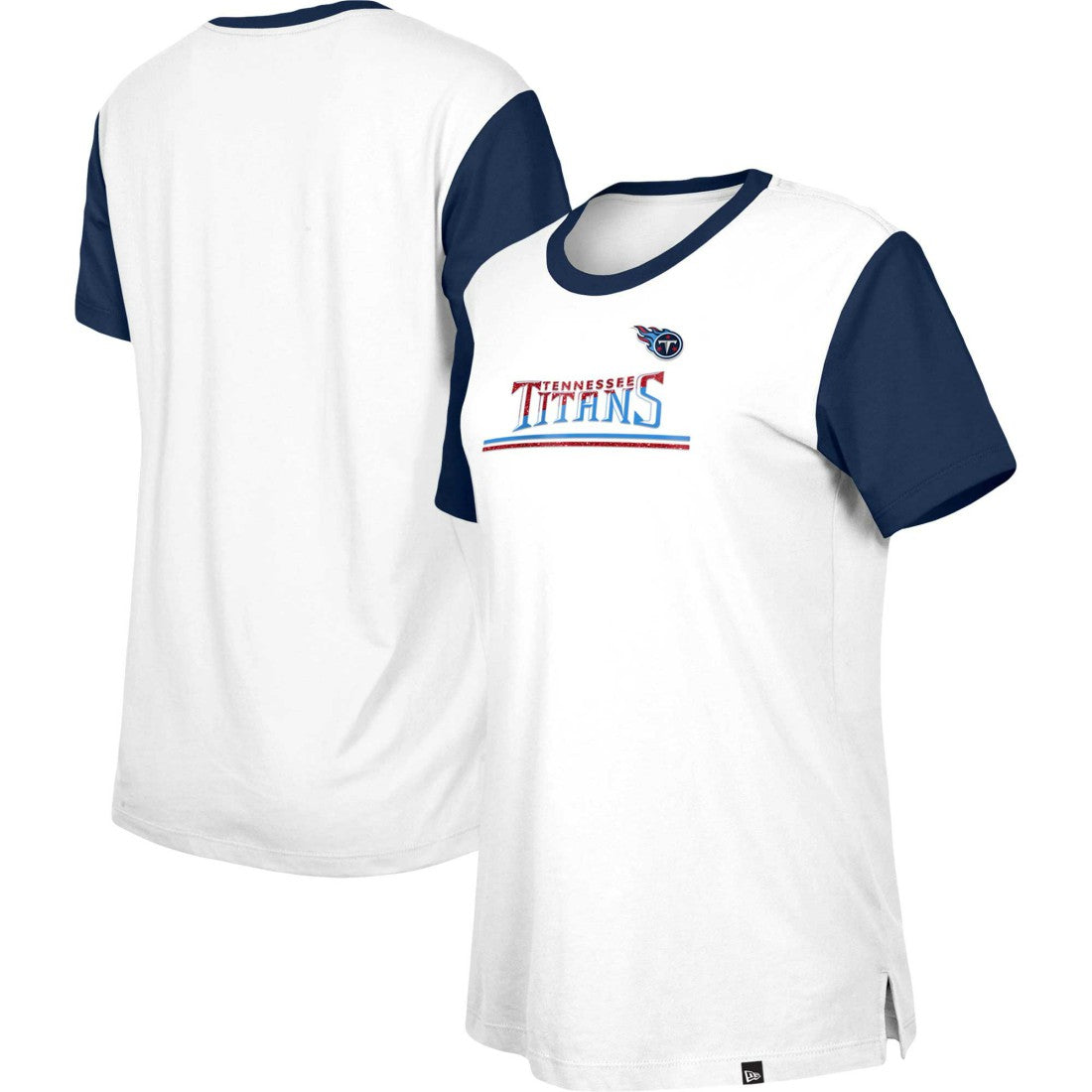 Tennessee Titans New Era Women's Third Down Colorblock T-Shirt - White/Navy - NFL