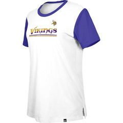 Minnesota Vikings New Era Women's Third Down Colorblock T-Shirt - White/Purple - NFL